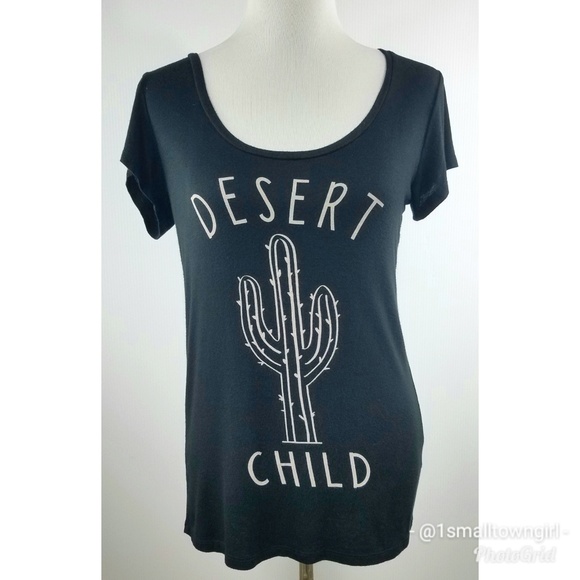 Color Bear Tops - Color Bear Desert Child cactus t-shirt black L
